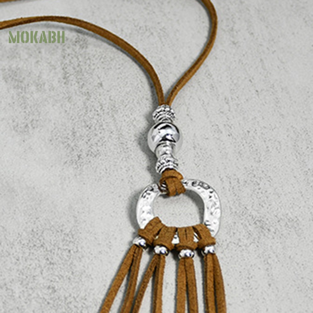 Vòng Cổ Choker Giả Da Tua Rua Dài Phong Cách Bohemian Cho Nữ Mặc Hàng Ngày