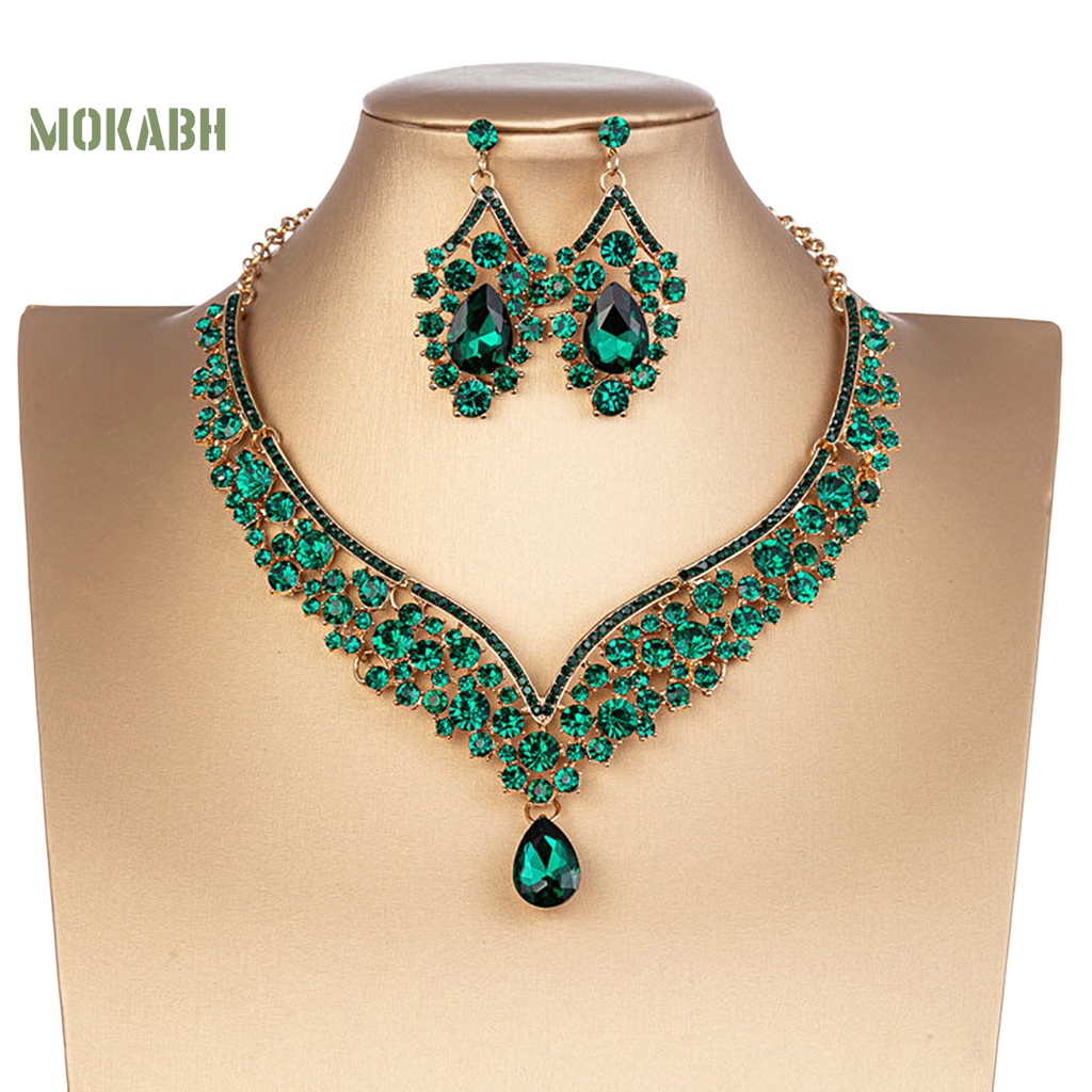 1 Bộ Vòng cổ + Bông Tai Hình Giọt Nước Có Thể Điều Chỉnh Kích Thước