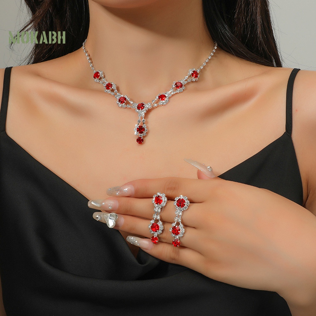 1 Bộ Vòng cổ + Bông Tai Đính Đá Lấp Lánh Sang Trọng Thời Trang