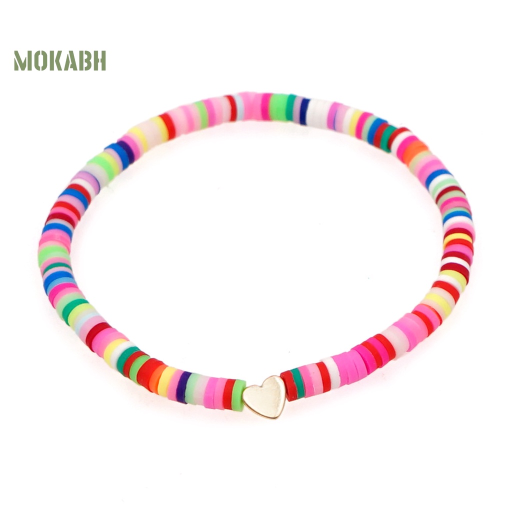 [Mới] Vòng Tay Xỏ Hạt Đất Sét Polymer Nhiều Màu Sắc Phong Cách Bohemian Thủ Công Mịn Màng Trang Trí Hạt Cườm Phẳng Nhẹ