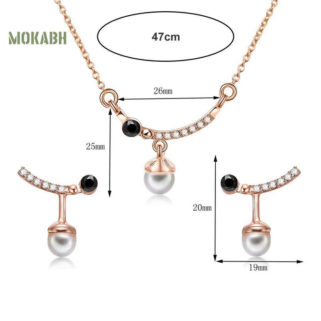 1 Bộ Vòng cổ + Bông Tai Mạ Điện Đính Ngọc Trai Giả Sang Trọng Không Gây Dị Ứng Thời Trang