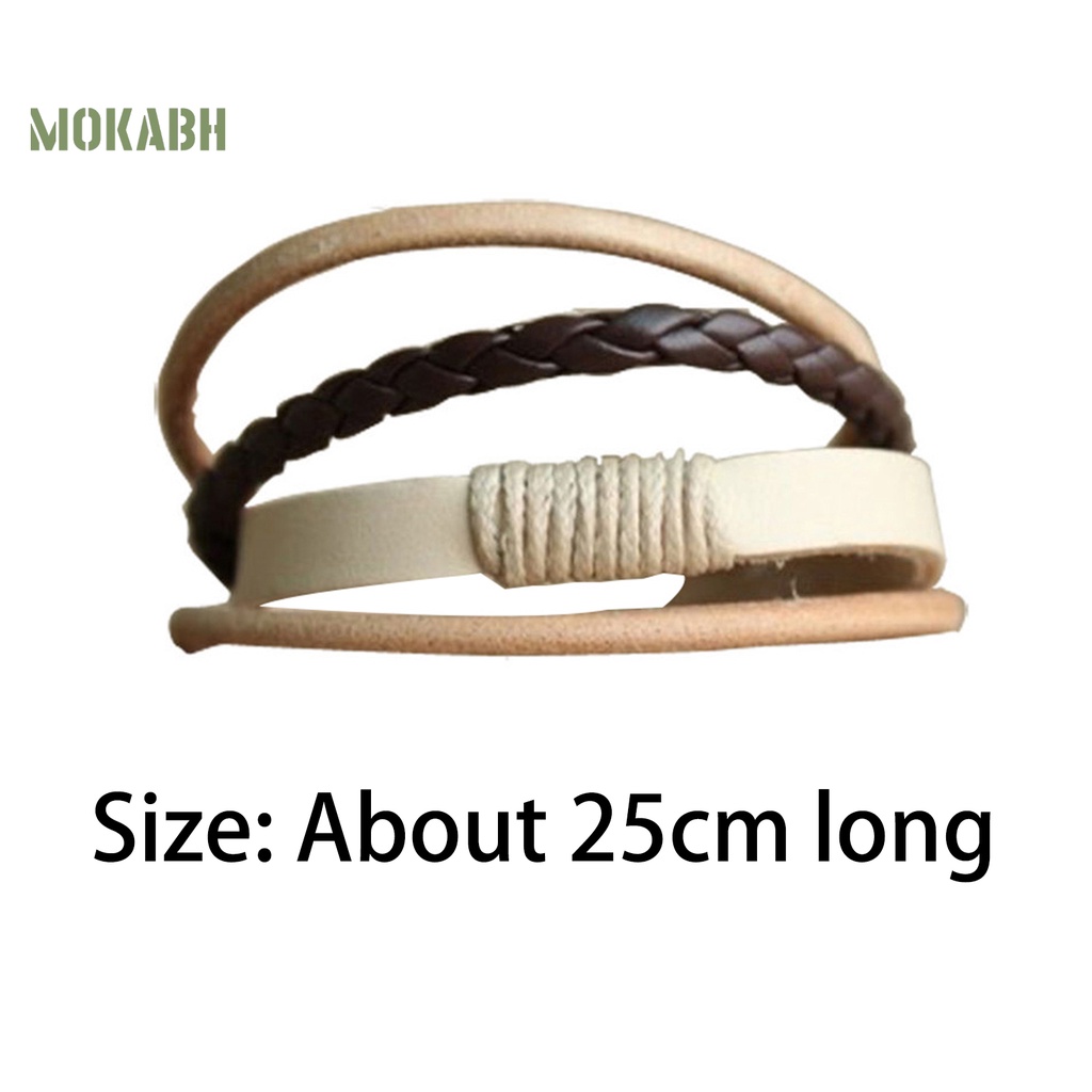 Vòng Tay Giả Da Nhiều Lớp Unisex Đơn Giản Có Thể Điều Chỉnh