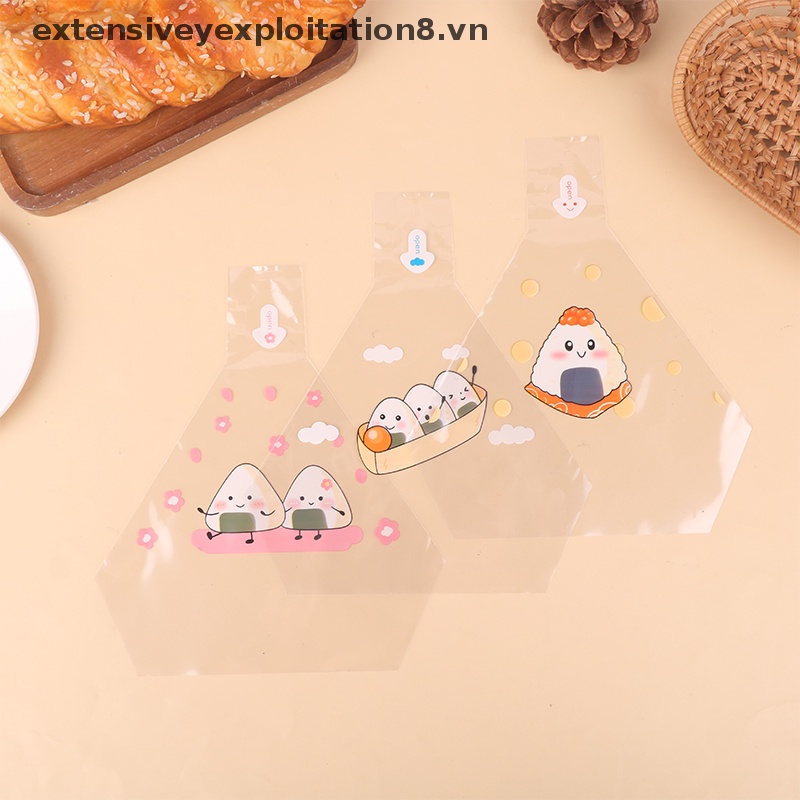 Set 50 Túi Đựng Cơm Nắm Tam Giác Họa Tiết Hoạt Hình Dễ Thương