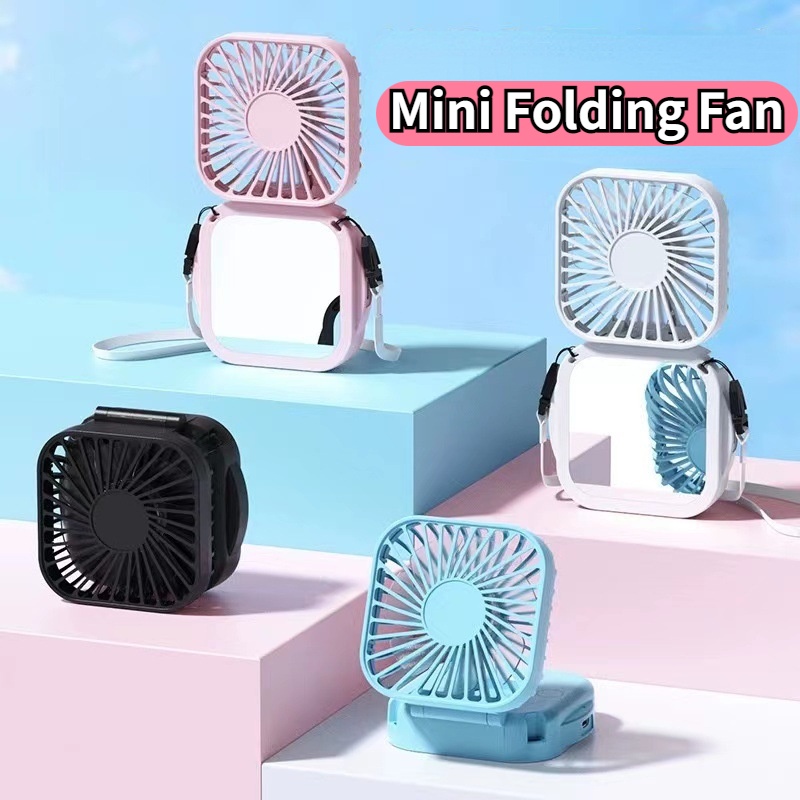 Quạt Treo Làm Mát 4 Màu Đơn Giản Sạc USB / 180° Quạt Cầm Tay Hình Vuông Có Thể Gấp Gọn Tiện Dụng Cho Mùa Hè