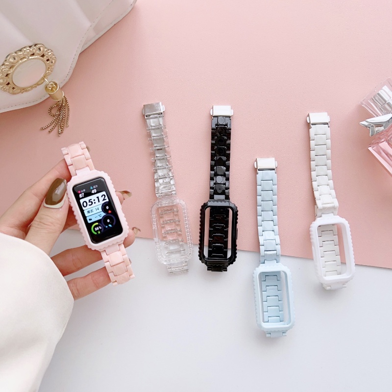 Phù Hợp Dây Đeo Thay Thế Chất Liệu Silicon Màu Trơn Cho Huawei Band 8 7 6