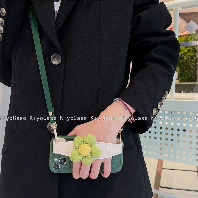 Ốp Điện Thoại silicon Hình Hoa Có Dây Đeo Cho iphone 15 14 pro max 11 13 12 x xs xr max pro max 7 8 plus