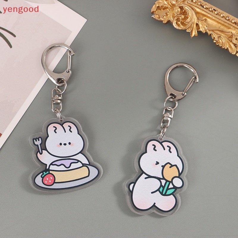 Móc Khóa Hình Thỏ Trắng Bằng Acrylic Dễ Thương