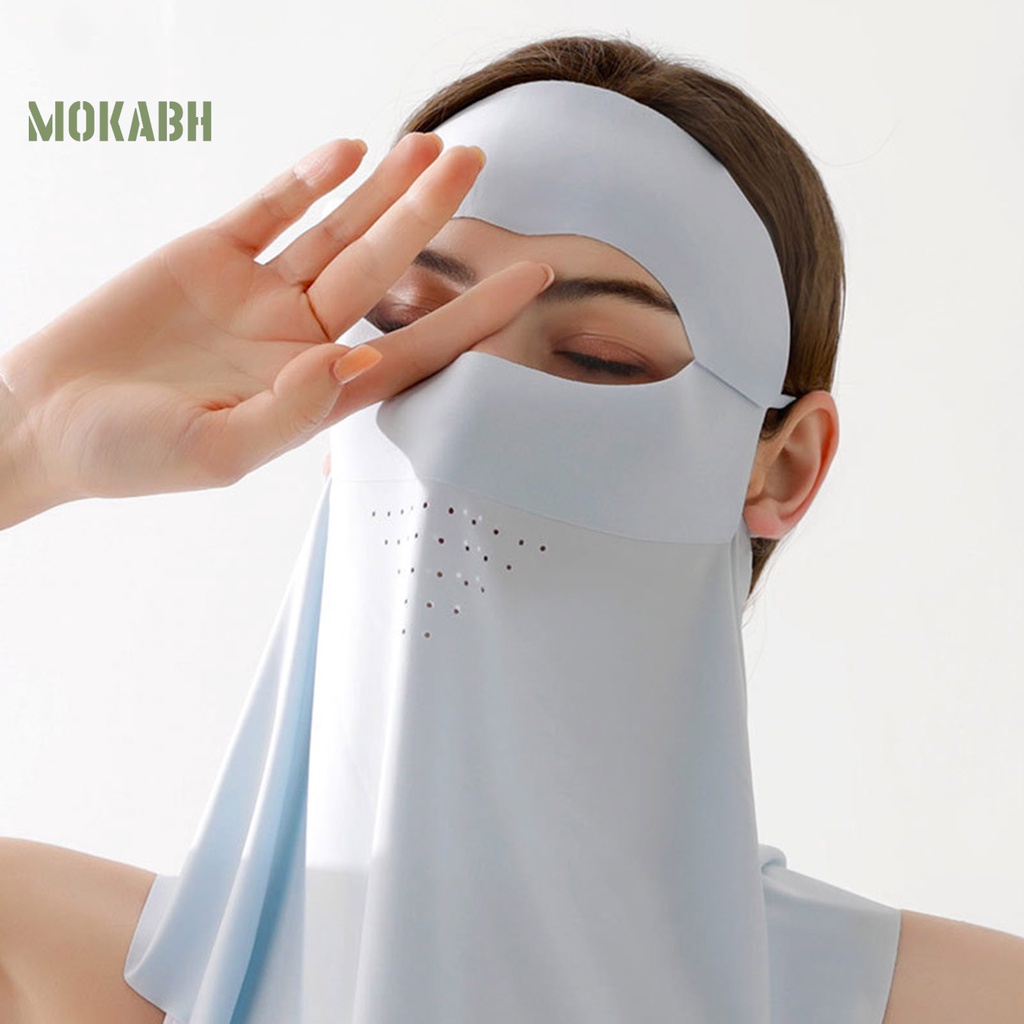 [Mok Abh] Khăn Choàng Cổ Che Mặt Chống Nắng Chống Bụi Chống Tia UV Bằng Lụa Lạnh Có Dây Buộc Tai Có Thể Điều Chỉnh Dành Cho Nữ Đi Xe Đạp