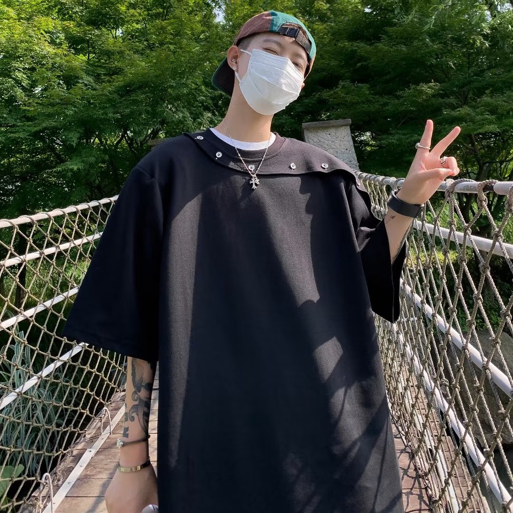 Áo Thun Tay Ngắn Phối Nút Thời Trang Mùa Hè Cao Cấp Cho Nam