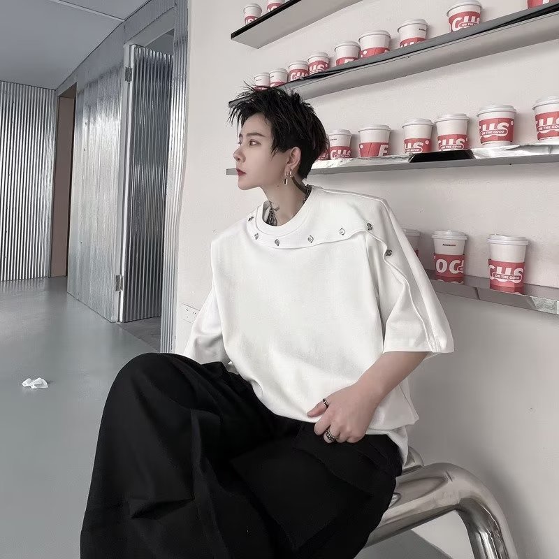 Áo Thun Tay Ngắn Phối Nút Thời Trang Mùa Hè Cao Cấp Cho Nam