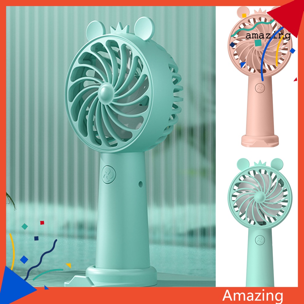 Quạt Tản Nhiệt USB Mini Cầm Tay Bằng Nhựa Hình Tai Hoạt Hình Dễ Thương Tiếng Ồn Thấp Có Thể Sạc Lại