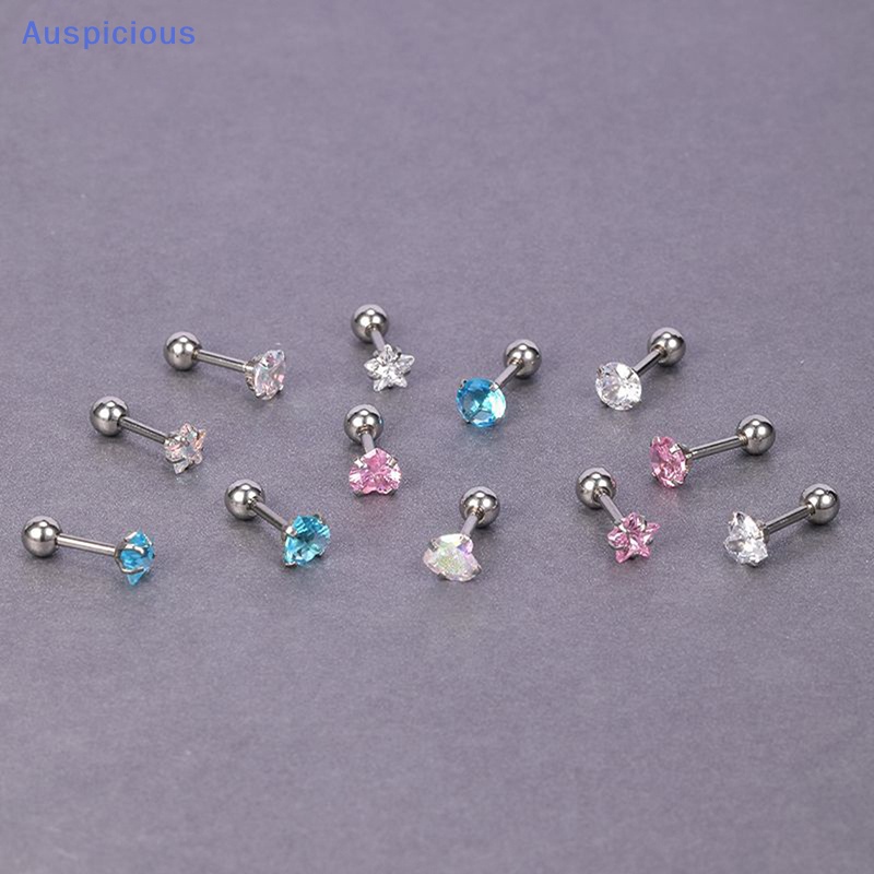 1 Đôi Bông Tai Pha Lê Nhiều Màu 4mm Hình Xoắn Ốc Dành Cho Nữ