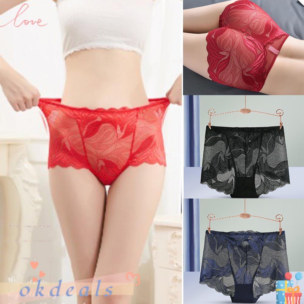 Quần Lót Ren Lưới Hình Thoi Lưng Vừa Trong Suốt Quyến Rũ Cho Nữ