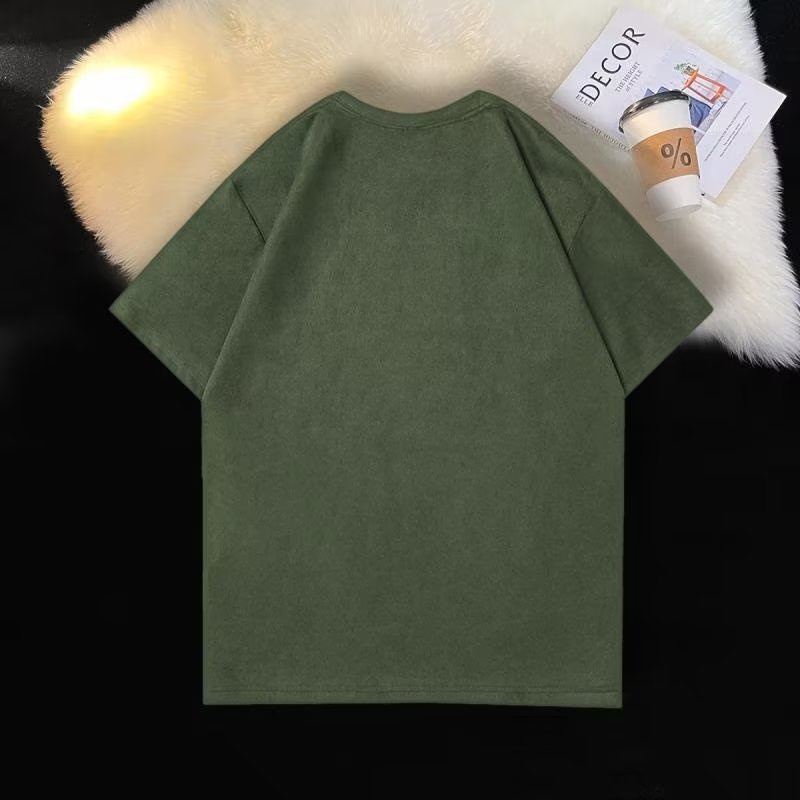 Áo Thun Da Lộn Tay Ngắn Dáng Rộng Thời Trang Mùa Hè Cho Nam