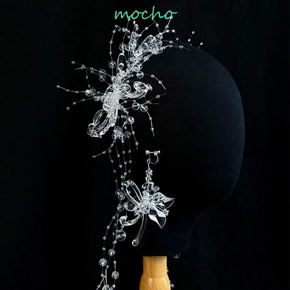 Bộ Cài Tóc + Bông Tai + Kẹp Tóc Đính Hạt Thời Trang Dự Tiệc Cưới