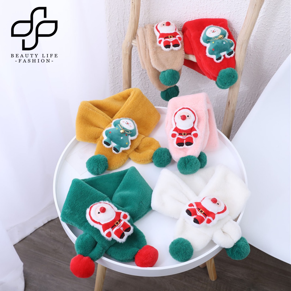 Khăn Choàng Cổ Bằng Vải Bông Họa Tiết Hoạt Hình Giáng Sinh Thời Trang Dành Cho Trẻ Em