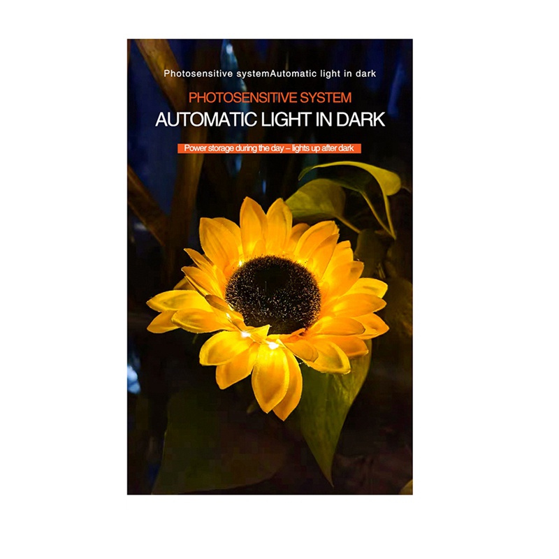 Đèn LED 3 Đầu Hình Hoa Hướng Dương Chống Nước Trang Trí Lối Đi Sân Vườn