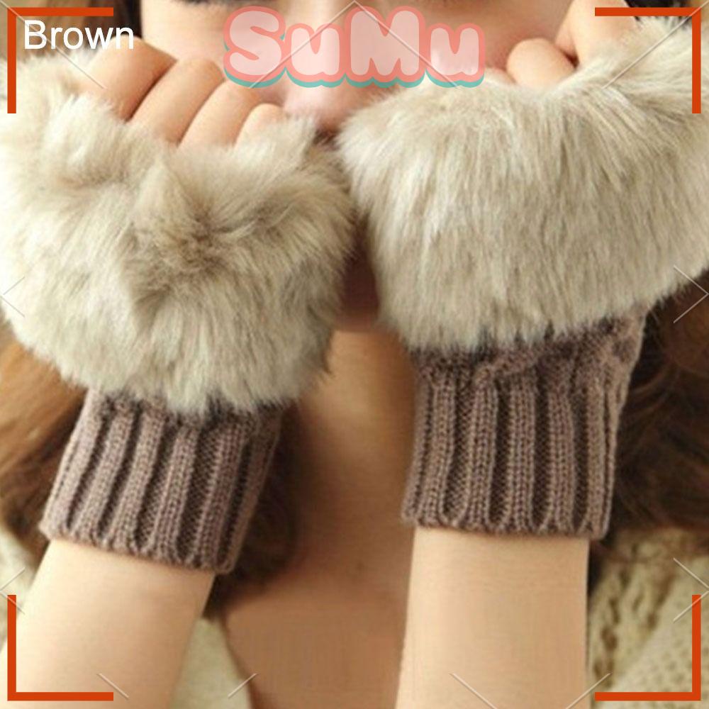 Set 2 Đôi Găng Tay Len Hở Ngón Dày Dặn Có Thể Dùng Màn Hình Cảm Ứng