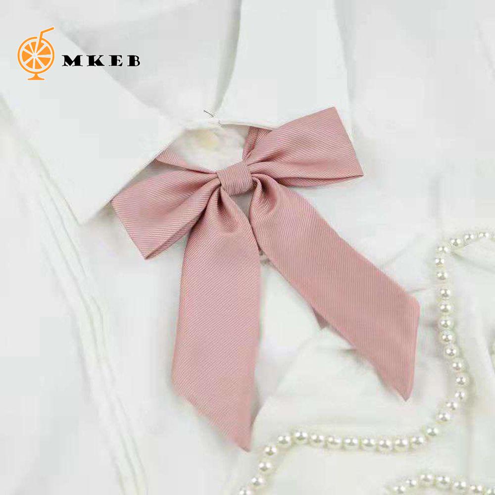 Cà vạt nơ MKEB màu trơn thời trang thanh lịch cho nữ