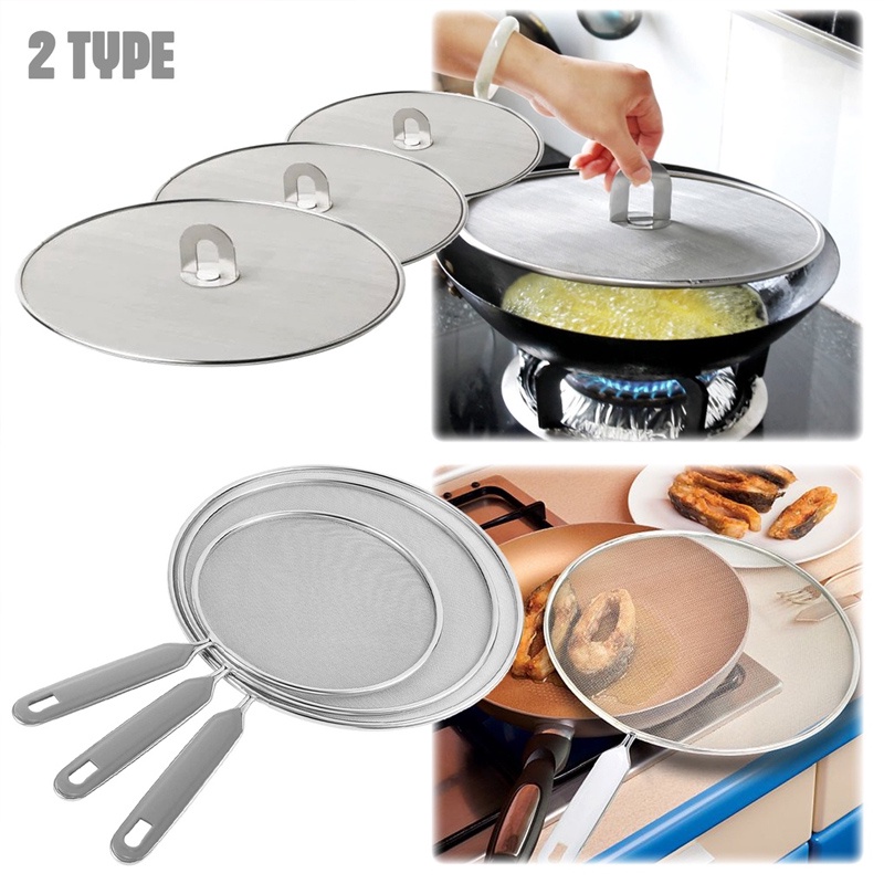Nắp Đậy Nồi Bằng Thép Không Gỉ Chống Dầu Chống Tràn Kèm Lưới Lọc Cho Nhà Bếp