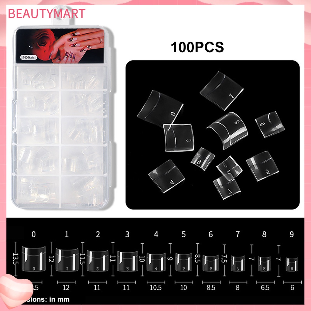 Set 100 Đầu Nối Móng Giả Ngắn Trong Suốt DIY