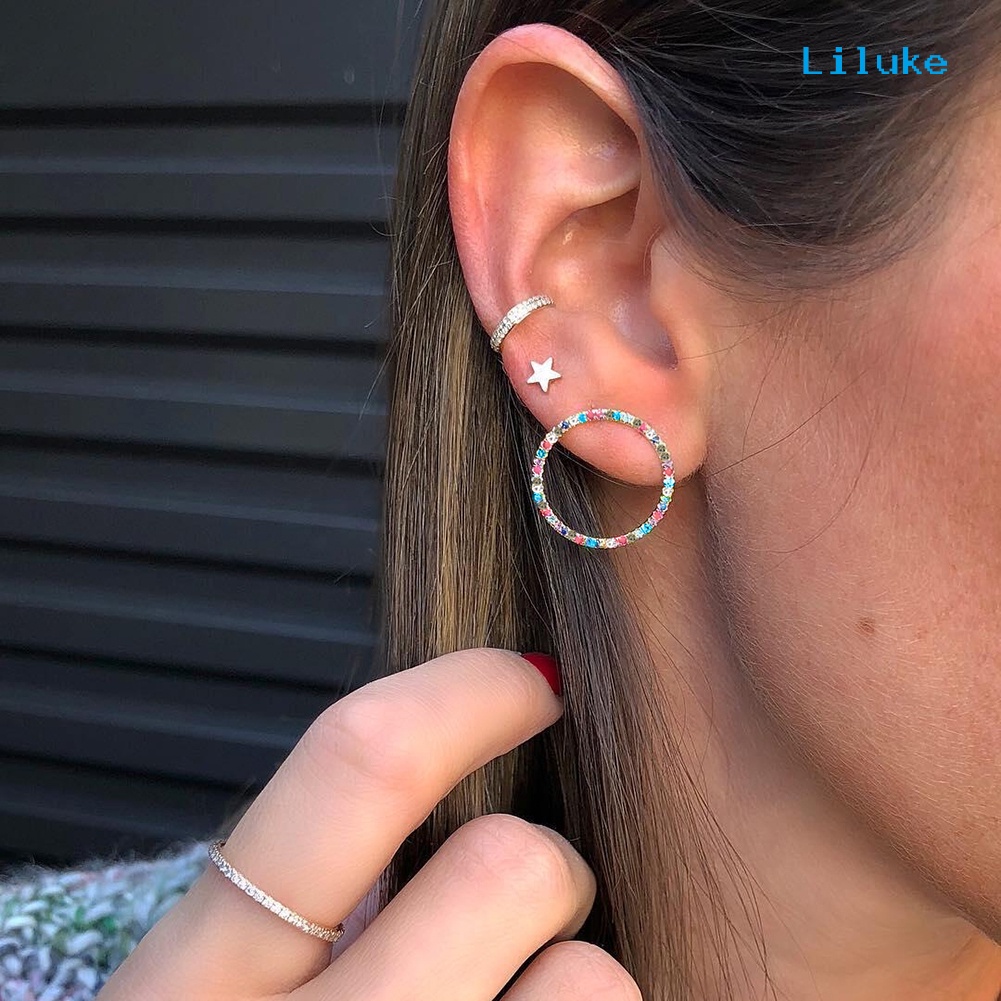 Bộ 3 Khuyên Vành Tai Đính Đá Thời Trang Nữ Tính