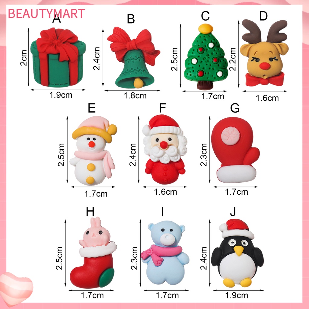Set 5 Phụ Kiện Trang Trí Móng Tay Tạo Hiệu Ứng 3D Chủ Đề Giáng Sinh Năm Mới Cho Nữ