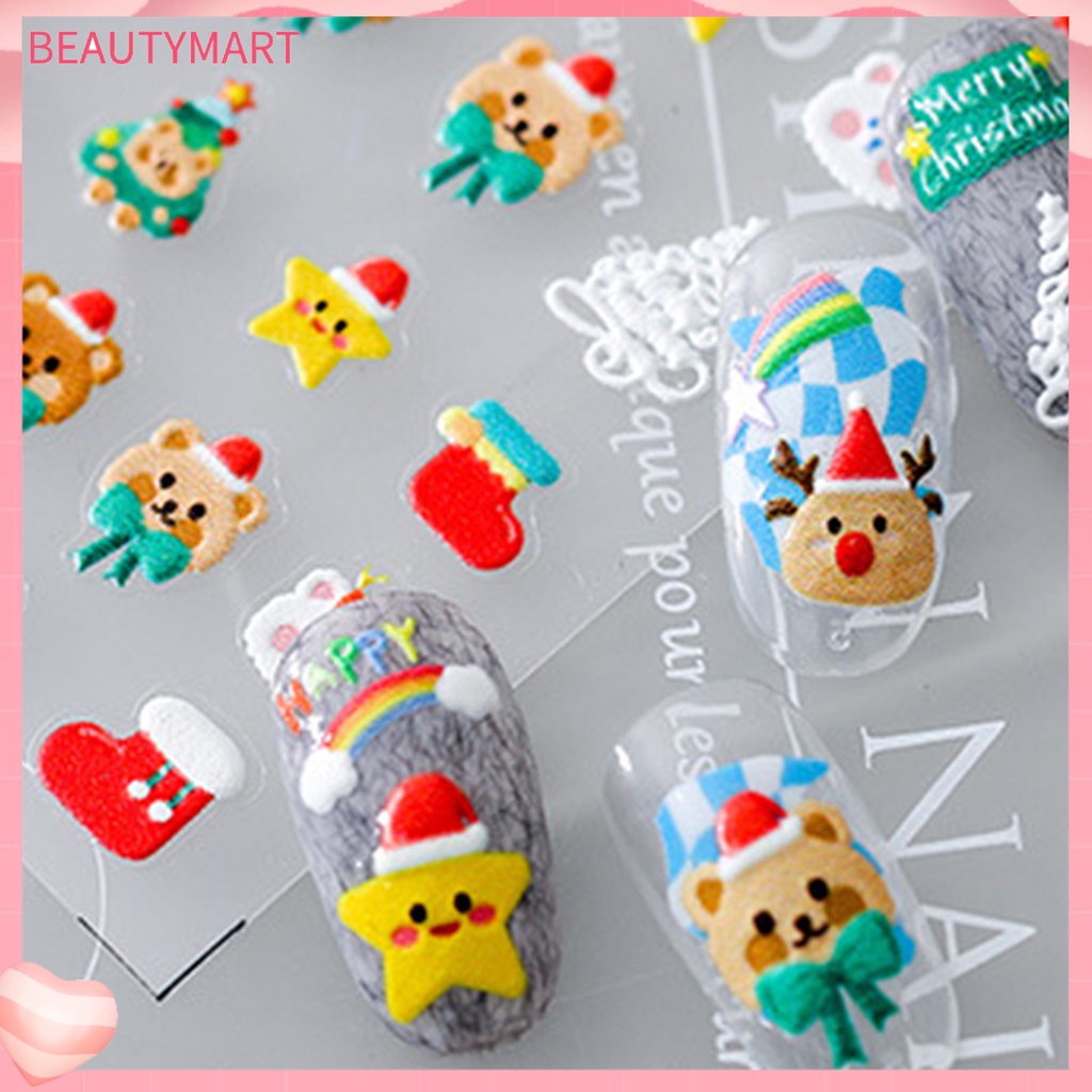 Miếng Dán Trang Trí Móng Tay 5D Chủ Đề Giáng Sinh
