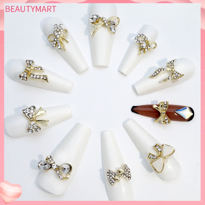 Set 10 Phụ Kiện Nơ Bằng Hợp Kim Trang Trí Móng Tay DIY