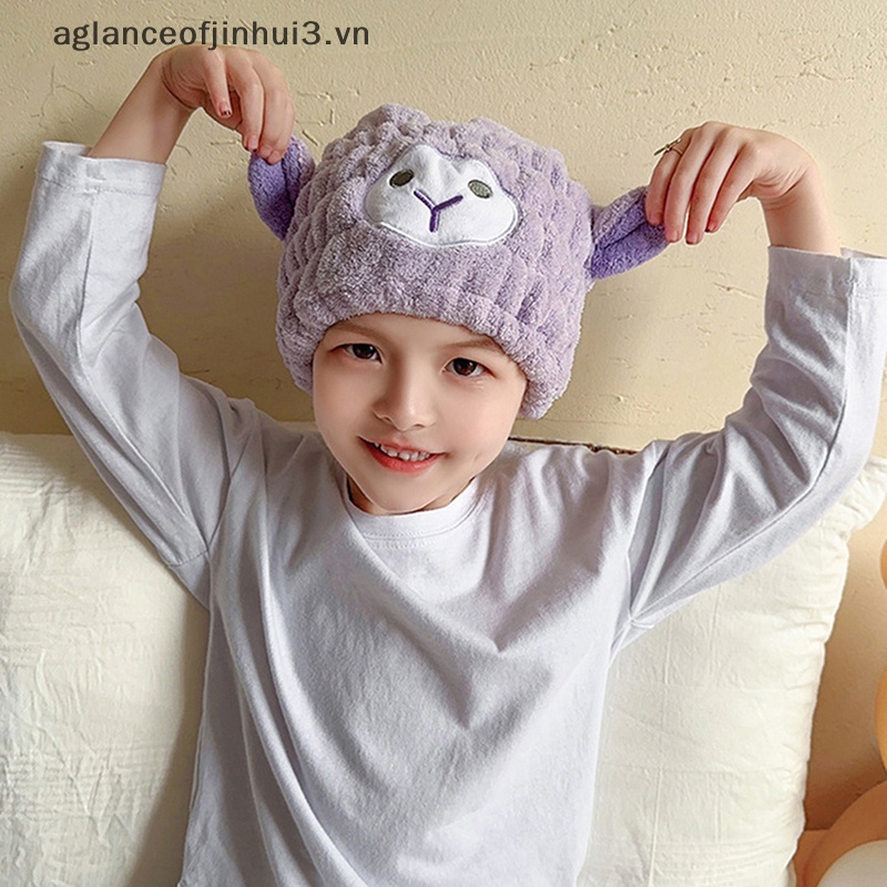 1 Mũ Tắm Trùm Đầu Bằng Sợi Micro Kiểu Hoạt Hình Dễ Thương Nhanh Khô Tiện Dụng