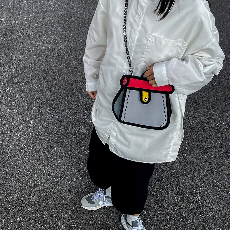 Túi Đeo Chéo Vai Vải canvas Hai Chiều Họa Tiết Hoạt Hình Dành Cho Nữ