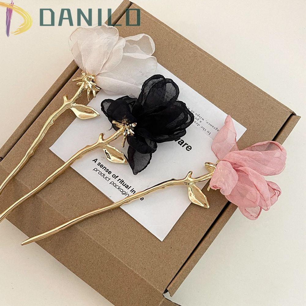 Danilo Trâm Cài Tóc Phối Lưới Họa Tiết Hoa Tulip Phong Cách Trung Hoa Cổ Điển Thanh Lịch Dành Cho Nữ