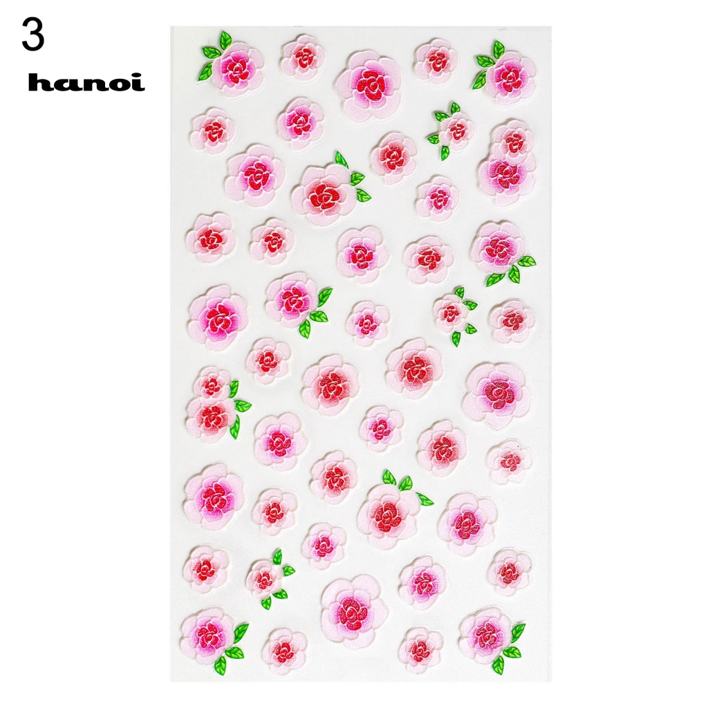 Miếng Dán Trang Trí Móng Tay Họa Tiết Hoa Lá Dập Nổi 5D Thời Trang Cho Nữ