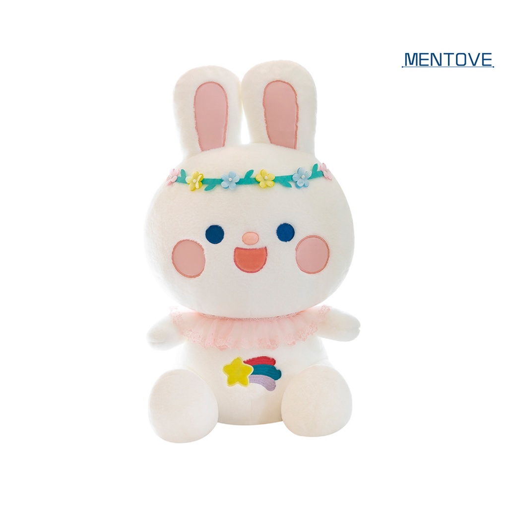 Thỏ Nhồi Bông 45cm Đeo Cổ Phối Ren Dễ Thương Dùng Làm Quà Tặng