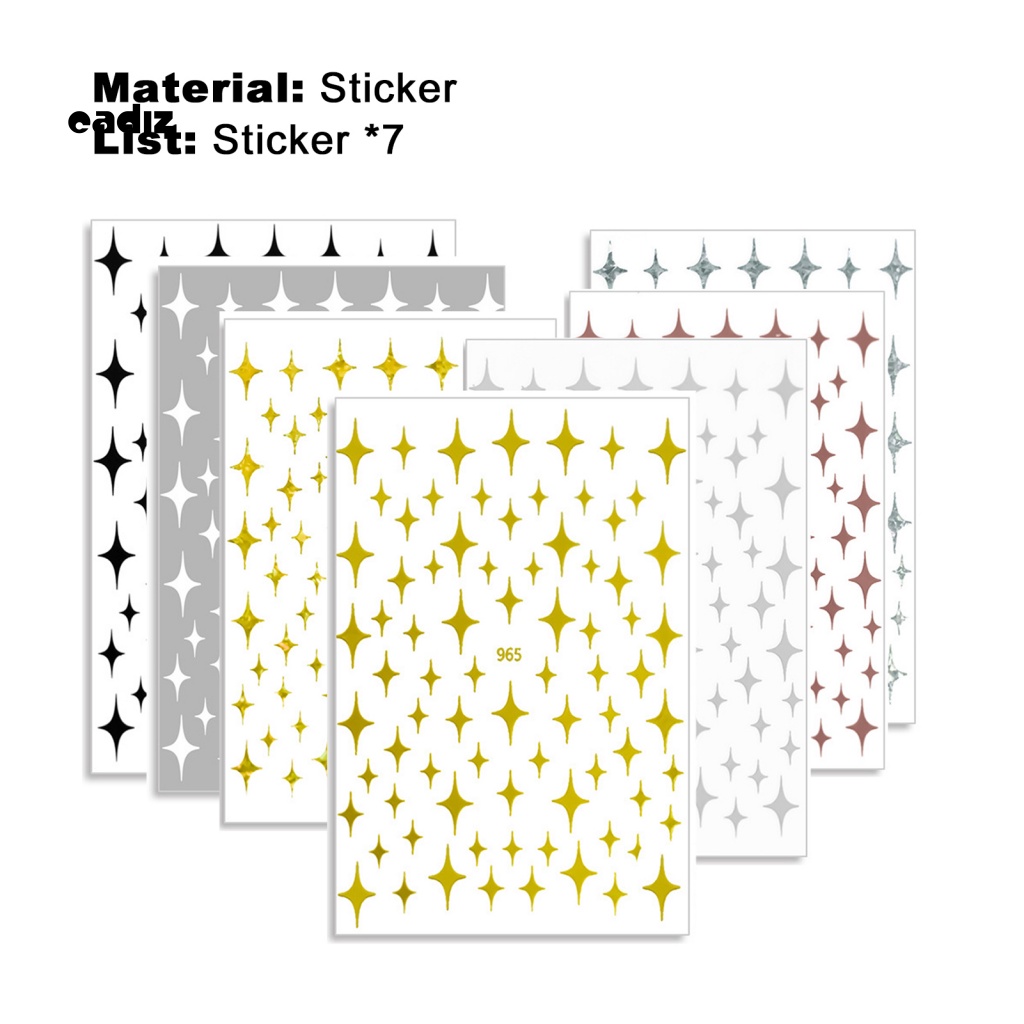 Bộ 7 Miếng Dán Trang Trí Móng Tay 3D Lấp Lánh Dành Cho Nữ