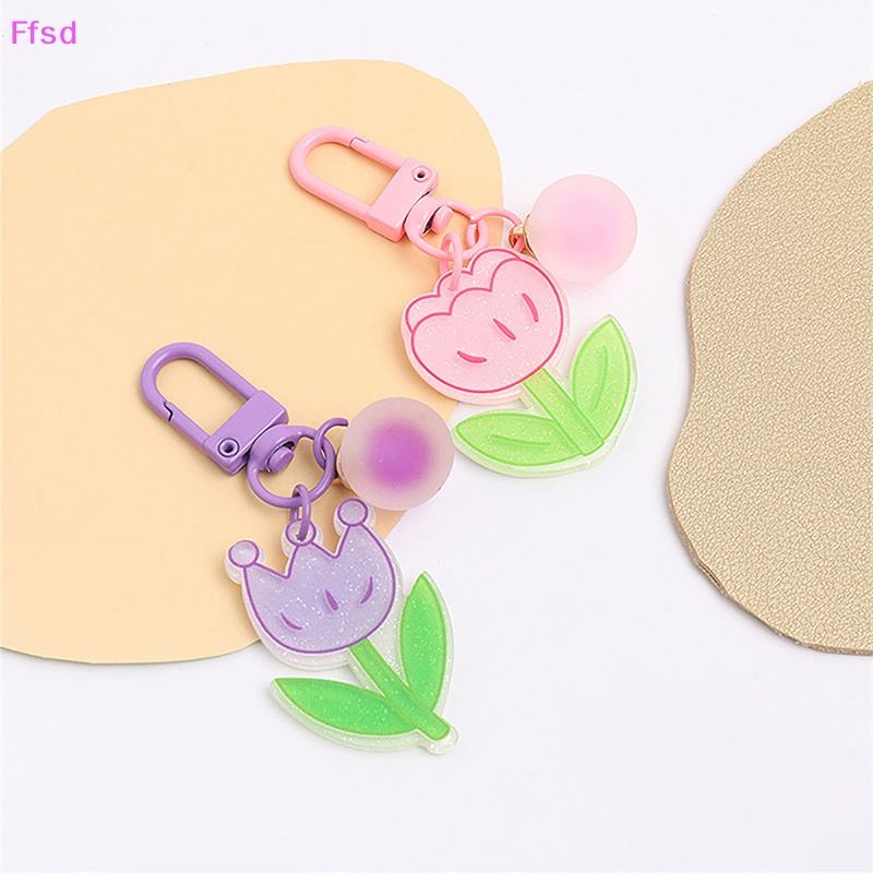 {Ffsd} Móc Khóa Hình Hoa Tulip Màu Kẹo Ngọt Ngào Phụ Kiện Túi Xách Nữ * Bán Chạy