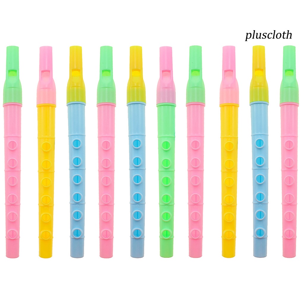 Set 10 Sáo Đồ Chơi 6 Lỗ Mini Di Động Có Thể Tháo Rời Thiết Kế Hoạt Hình Cho Bé