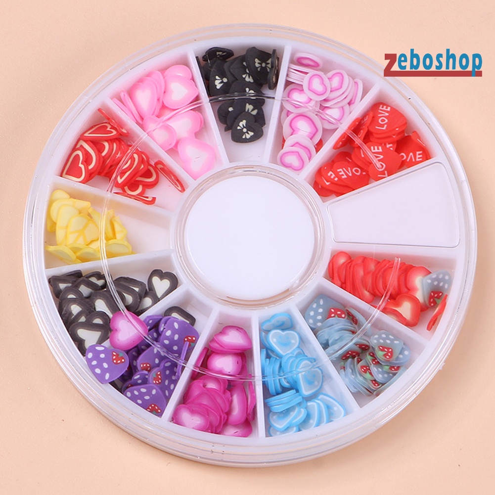 Hộp Đất Sét Polymer 12 Ngăn Hình Hoa Lá Trái Tim Ngôi Sao Trang Trí Móng Tay Nghệ Thuật