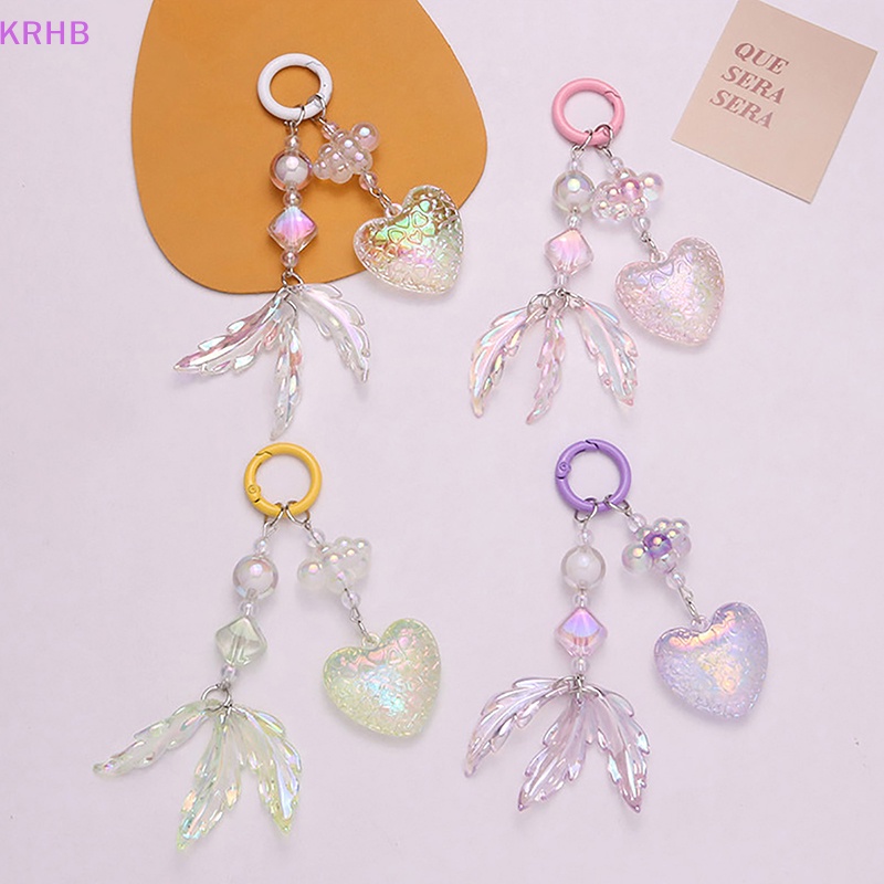 Móc Khóa Hình Trái Tim / Lá Nhiều Màu Phong Cách Hàn Quốc Dành Cho Nữ Mới