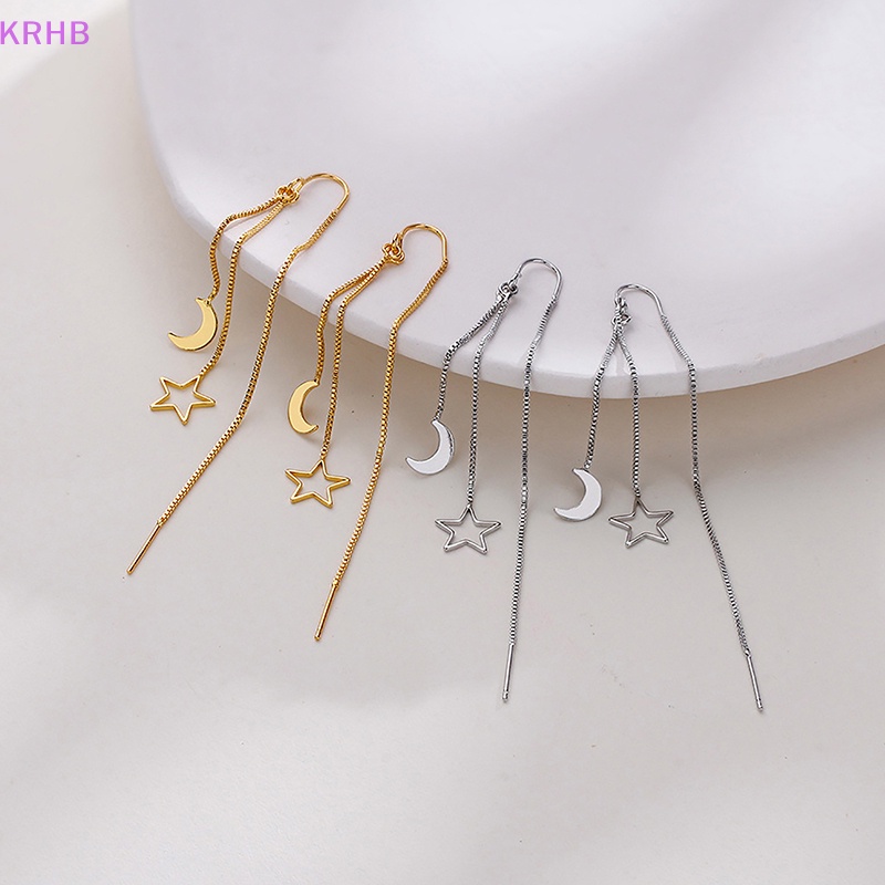 1 Cặp Khuyên Tai Dây Tua Rua Hình Trăng Sao Rỗng Cho Nữ Mới