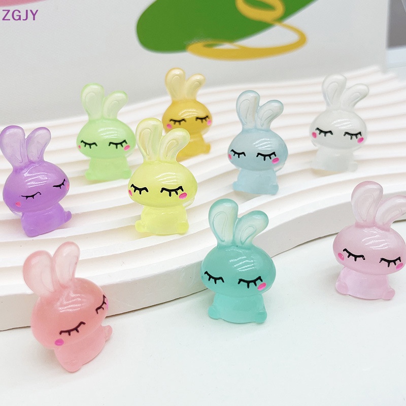 Set 2 Tượng Thỏ Con Dạ Quang Mini Dễ Thương Dùng Để Trang Trí Mới