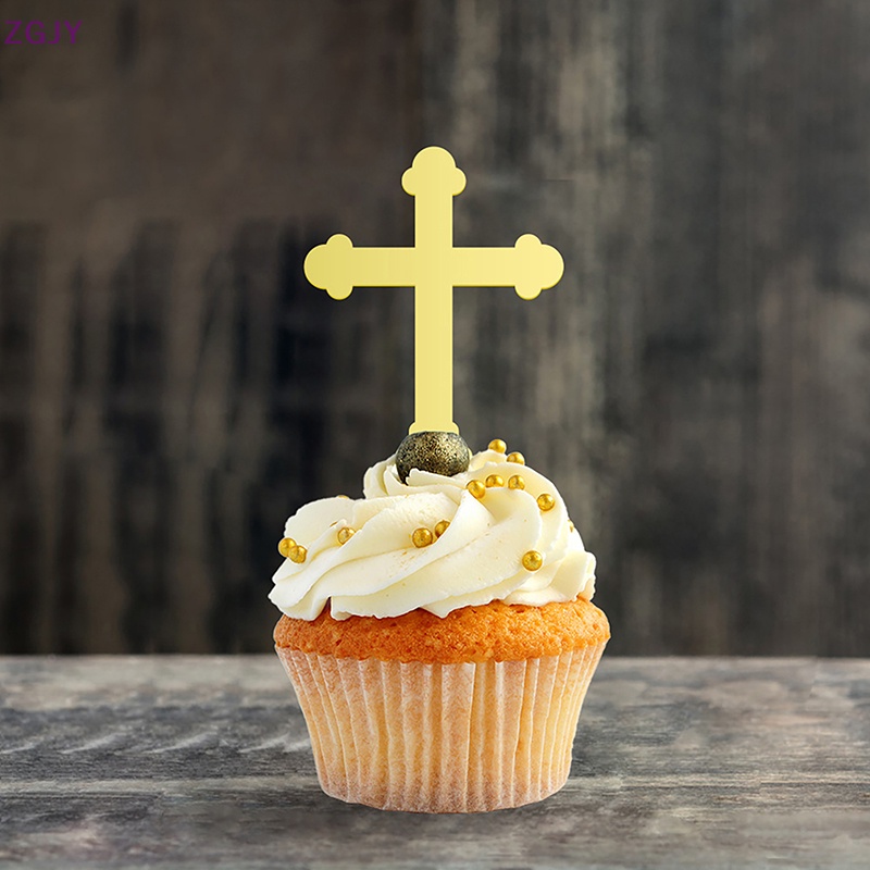 Bộ 12 Topper Trang Trí Bánh Cupcake Hình Thánh Giá Mới