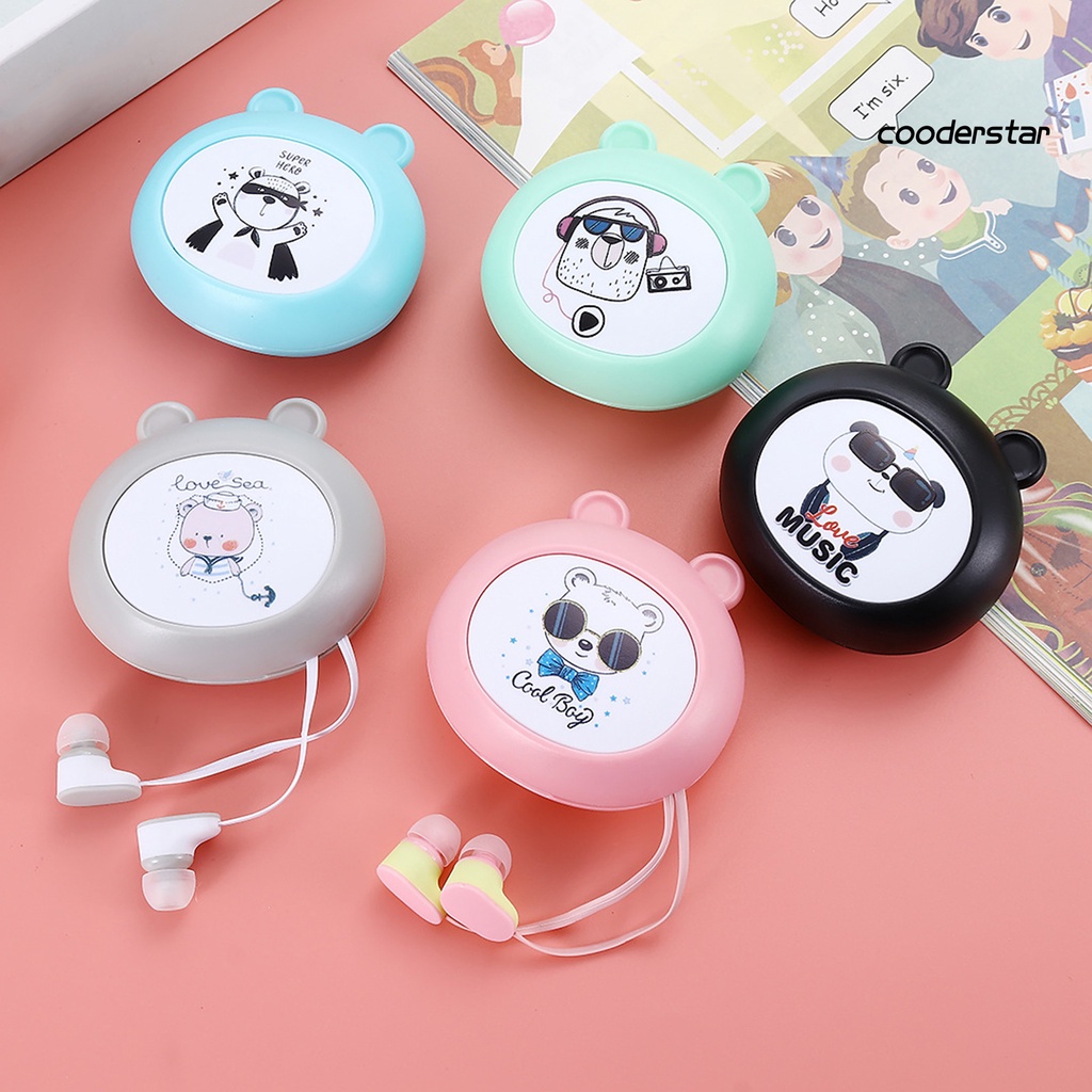 Tai Nghe Nhét Tai Có Dây 3.5mm 9D Âm Thanh Nổi 9D Kèm Hộp Đựng Họa Tiết Hoạt Hình Cho Học Sinh