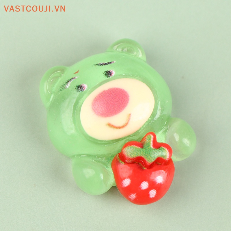 Bộ 5 Tượng Gấu Và Dâu Tây Mini Bằng Nhựa Resin Phát Quang DIY