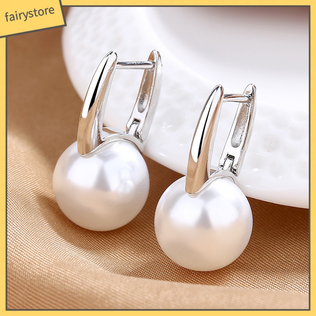 1 Đôi Bông Tai Đính Ngọc Trai Nhân Tạo Phong Cách Tối Giản Thanh Lịch Dành Cho Nữ