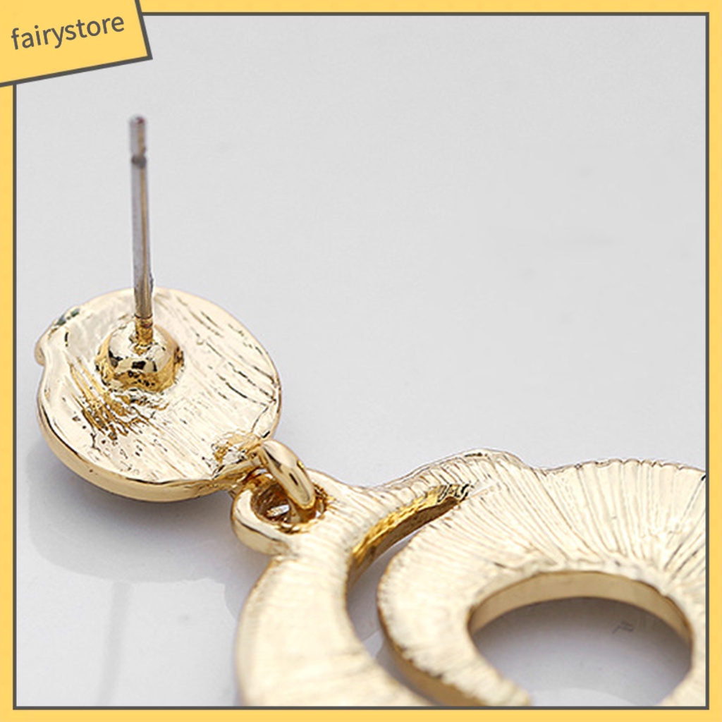 1 Đôi Bông Tai Tròn Đính Đá Màu Sắc Tương Phản Bằng Thép Không Gỉ Dành Cho Nữ