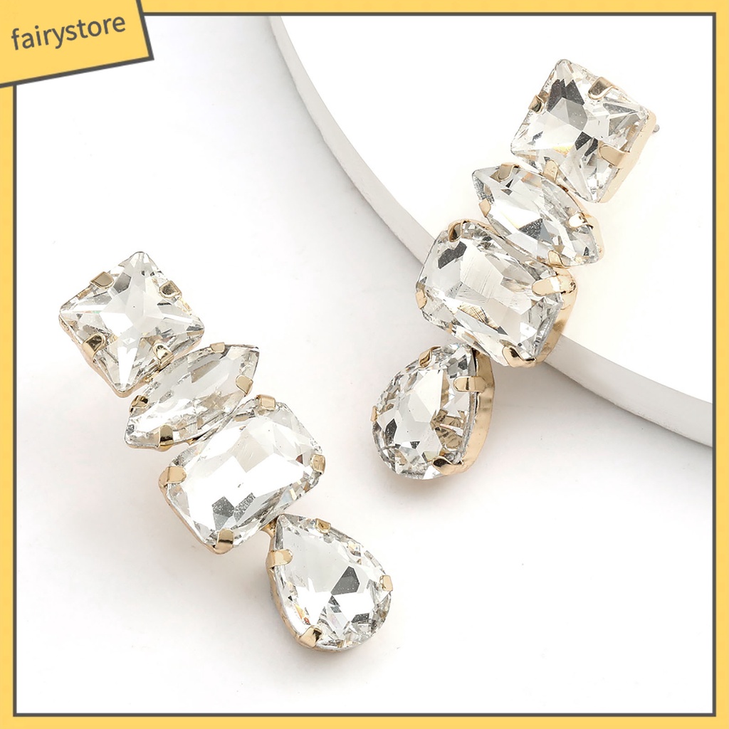 1 Đôi Bông Tai Hình Giọt Nước Đính Đá Lấp Lánh Dành Cho Nữ