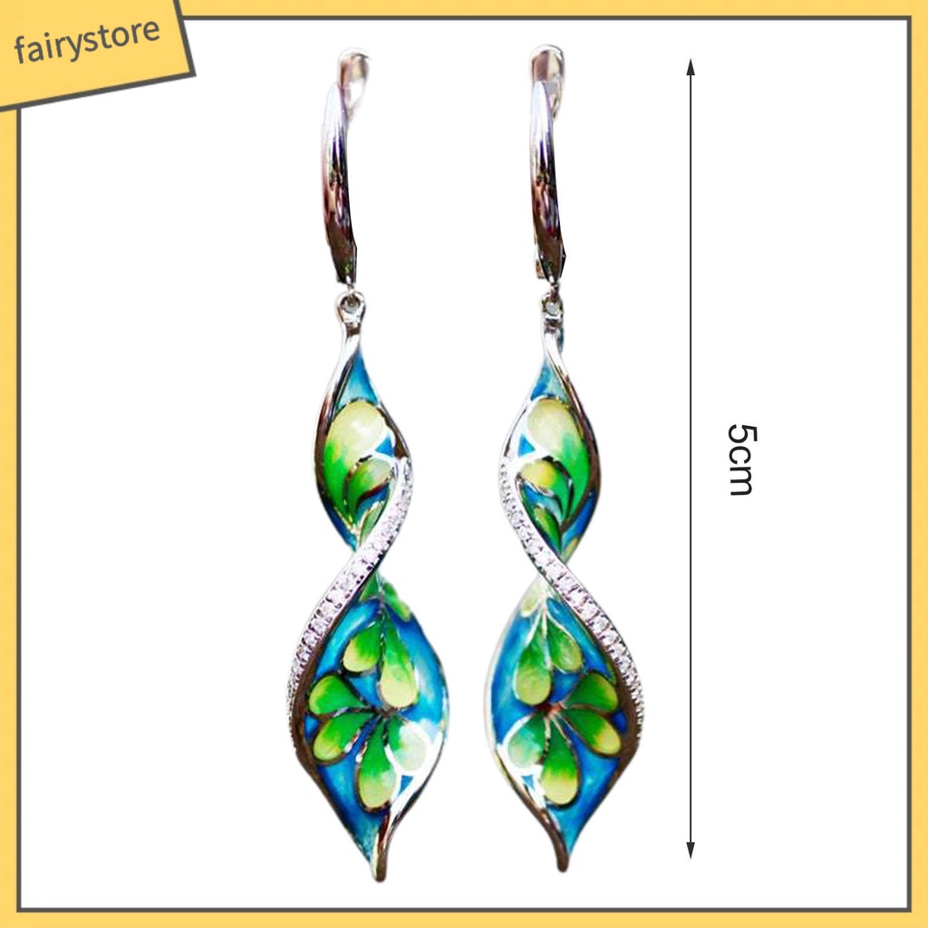 1 Đôi Bông Tai Hình Xoắn Ốc Tráng Men Lâu Trôi Phong Cách Vintage