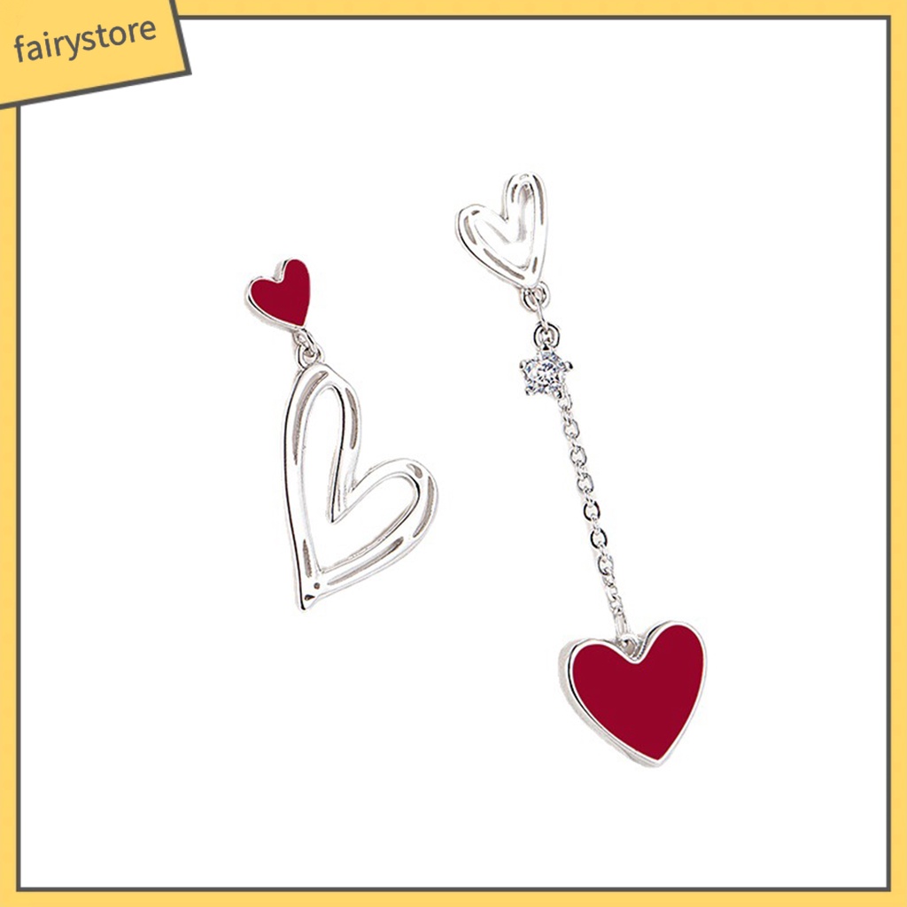 1 Đôi Bông Tai Hình Trái Tim Rỗng Không Đối Xứng Dành Cho Nữ