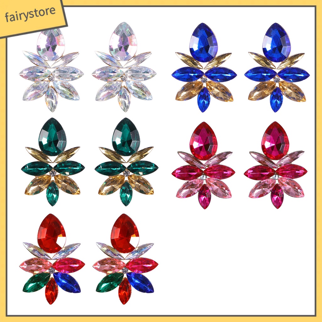 1 Đôi Bông Tai Hợp Kim Hình Giọt Nước Đính Đá Sang Trọng